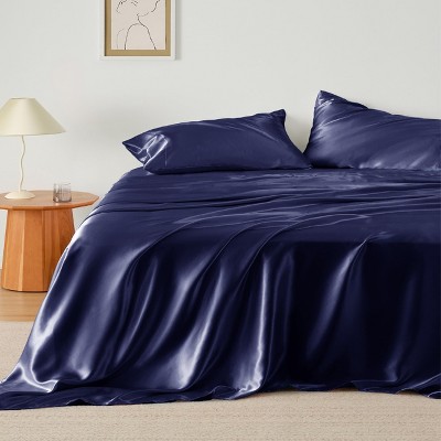 Satin Sheets Queen Size - Similar to Silk Sheets, Silky Bedsheet, Luxury & Ultra Soft, Non-Fading & Wrinkle Free, Good for Hair & Skin, Gifts for Wome