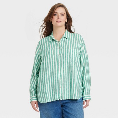 Women's Long Sleeve Collared Linen Button-Down Shirt - Universal Thread™