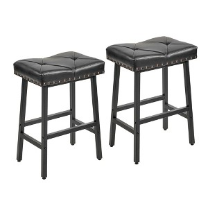 VECELO 24" Counter Height Bar Stools Set of 2/4/6, PU Leather Upholstered Barstools with Metal Frame, Backless Dining Chairs for Kitchen Island, Black - 1 of 4
