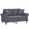 vidaXL Modern 2-Seater Sofa in Luxurious Dark Gray Velvet with Sturdy Metal Frame Including Throw Pillows for Living Room, Lounge Area - 2 of 4