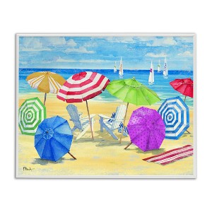 Stupell Industries Umbrella Coast Vibrant Beach Landscape, 14" x 11" - 1 of 4