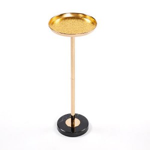 SYFERLORY Adjustable Side Table, Small Tea Martini Table, Gold, Natural Marble Decorative Pedestal End Table for Display and Storage - 1 of 1