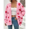Coolmee Women's Plus Size Strawberry Print Casual Long Sleeve Open Front Knit Cardigan Sweater - 3 of 4