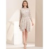 Allegra K Women's Smocked Shirred 3/4 Sleeve Asymmetrical Hem Pleated Chiffon Floral Dress - 3 of 4