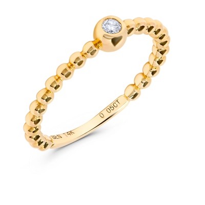 H.J. Namdar 0.05 ct tw Round Diamond Bezel Set Beaded Stack Ring 14K Gold Natural Diamonds