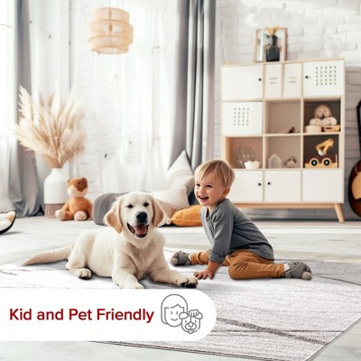 Thigpen Gray Abstract Square Easy Care Area Rug