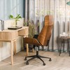 Nordlys Wood and Black Faux Leather Adjustable Office Chair Modern Design Style Upholstery Bedroom - 2 of 4