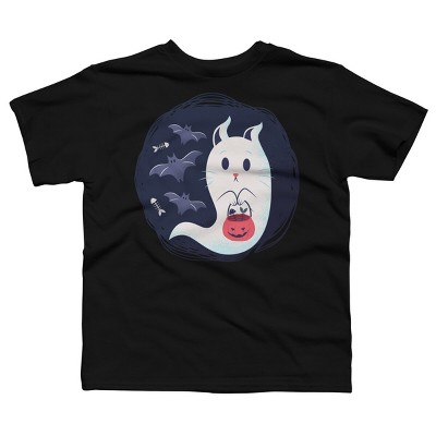 Boy's Design By Humans halloween ghost cat By ArtStyleAlice T-Shirt