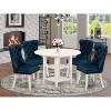 5-Piece Linen White Finish Solid Wood Top - Round Dining Room Set  - Seats 4 - 2 of 4