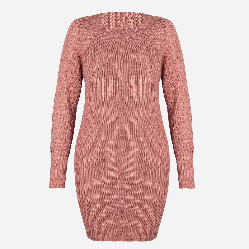 Women's Blush Pink Textured Mini Sweater Dress - Cupshe, 2 of 8