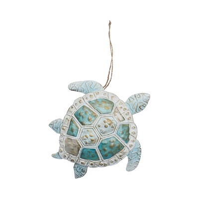 Gallerie II Ibiza Sea Turtle Sea Life Coastal Tropical Beach Galvanized Iron Sheet Capiz Shell Holiday Christmas Xmas Ornament