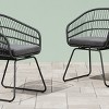 PE Rattan Outdoor Dining Chairs – Set of 2, Tub Design with Water-Resistant Cushions-Coolbibila - 3 of 4
