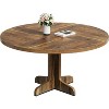 47 inch Round Dining Table for 4-6 People, Farmhouse Circle Kitchen Table with Wooden Table Top and Legs, Dinner Table Brown (Only Table) - 3 of 4