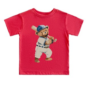 The Juniper Shop Watercolor Baseball Bear Toddler Short Sleeve Tee - 1 of 4
