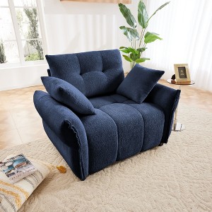 47" Single Seater Sofa with High-Resilience Support Cushions and Throw Pillows,  Modern Design for Living Room White - 1 of 4