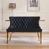 Okak Modern Velvet Upholstered Tufted Chair Dining Bench with Metal Legs,Leisure Reception Chair for Living Rooms,Dining Seating - 3 of 4