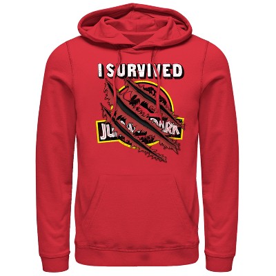 Men's Jurassic Park I Survived Scratch Pull Over Hoodie