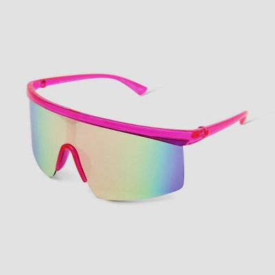 Women&#39;s Crystal Plastic Shield Sunglasses - Wild Fable&#8482; Pink