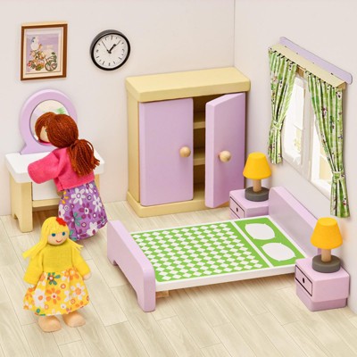 Etokfoks 36pcs Wooden Dollhouse Furniture Set Miniature Accessories for 5 Rooms Pretend Play with 4 Poseable Dolls for Kids Ages 3-8 — фото 3