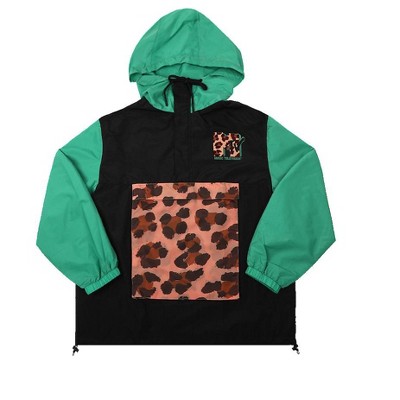 MTV Leopard Print Logo Colorblock Long Sleeve Anorak