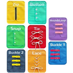 Etokfoks Montessori Busy Board for Toddlers 1 Piece Life Skills Toy with Shoe Tying Button Zipper Lacing Practice Ages 3 to 5 - 1 of 4