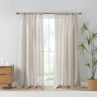 Kumasinova 84" Linen Blend Light Filtering Curtains Panel Pair,Window Curtains with Rod Pocket,2PCS Kitchen Curtains for Living Room&Bedroom,Natural