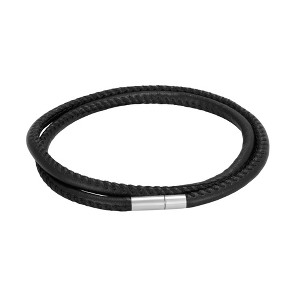 Adornia Men's Black Leather Double Wrap Bracelet : Target