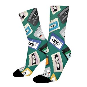 Cassette Tape Women Printed Crew Socks Funny Funky Socks Soft Polyester Novelty Gifts for Artists Men - 1 of 1