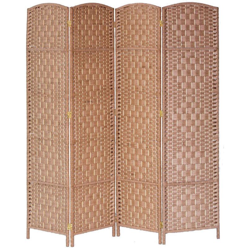 Room Divider Diamond Weave Bamboo Fiber Privacy Partition Screen, 1 of 3
