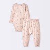 Baby Girls' 2pc Butterflies Wide Ribbed Top & Bottom Set - Cloud Island™ Pink - 2 of 4