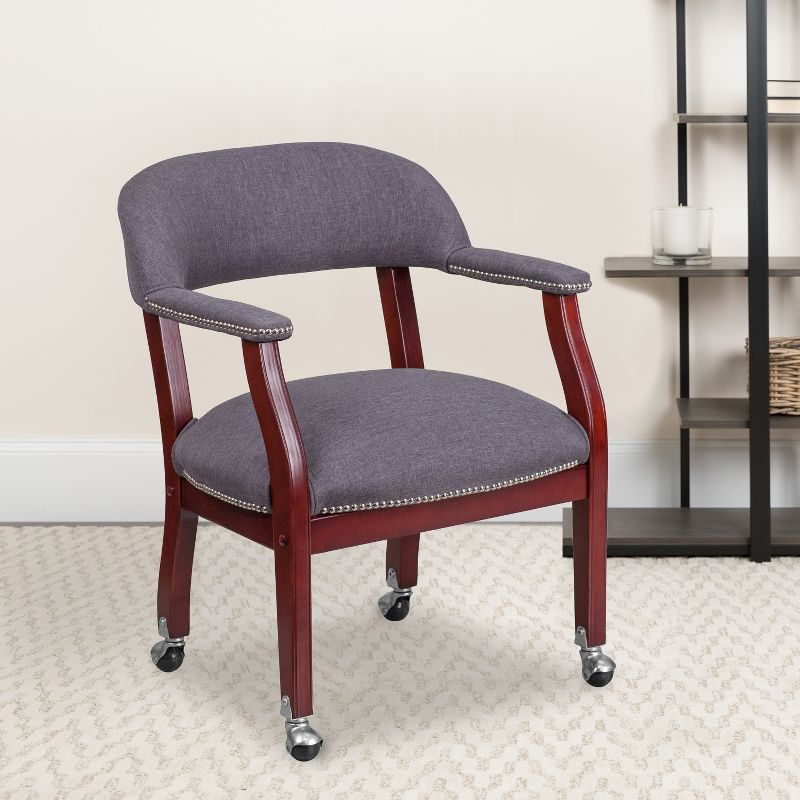 Flash Furniture Conference Chair with Accent Nail Trim and Casters, 2 of 11