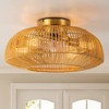 Rennnsan Prynel 19"W 4-Light Drum Woven Ratten Boho Dimmable Ceiling Fan in Gold - 2 of 4