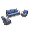POCASSY 3 Pieces Patio Sofa Set, Patio Furniture Set with Patio Couch and Swivel Patio Chair, Metal Armrest All Weather Wicker Patio Set for Porch - 2 of 4