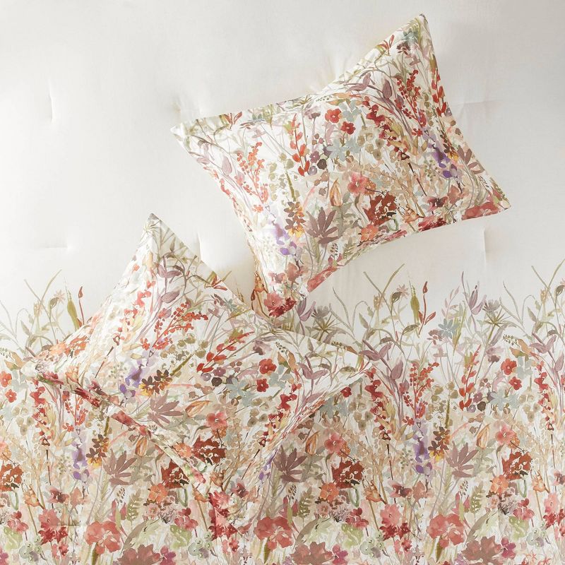 Julia 7pc Cotton Printed Comforter Set Off White/Red/Lavender, 6 of 13