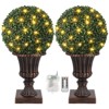 16inch Pre-Lit Faux Boxwood Balls with Sturdy Pot Base,Artificial Topiary Trees for Outdoor,UV Resistant & Waterproof Fake Greenery Plants Ball Tree - 2 of 4