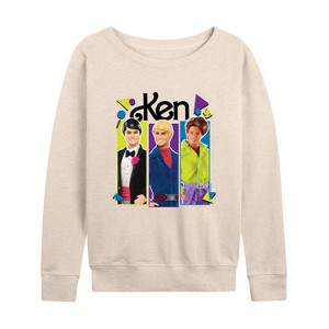 Women's - Barbie - Ken Group Lightweight French Terry Wide Neck Long Sleeve Shirt - 1 of 4