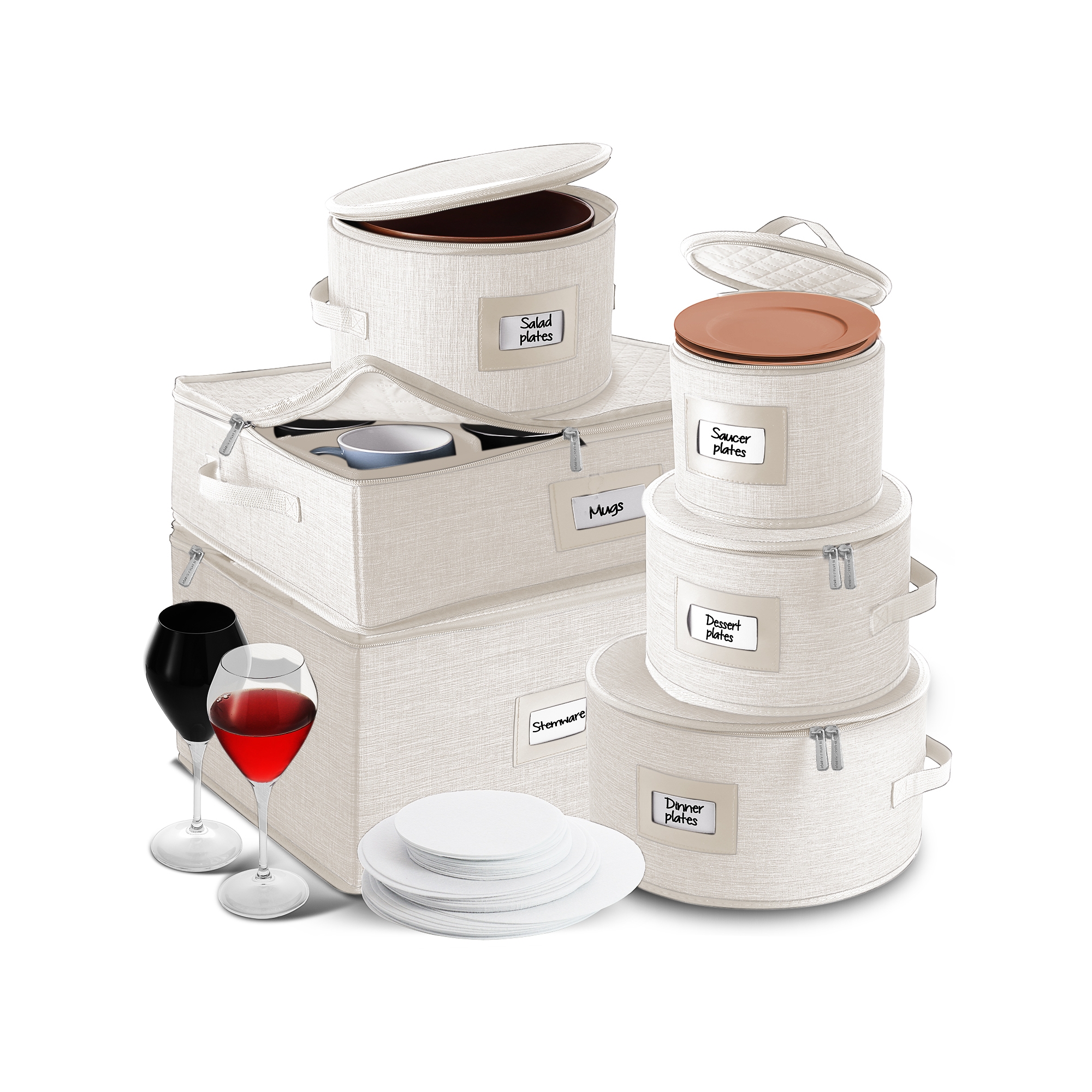 Fine China Storage Containers, Cream | 6 Piece