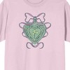 Shamrock Heart Locket With Ribbon Women's Pink Short Sleeve Tee - 2 of 3