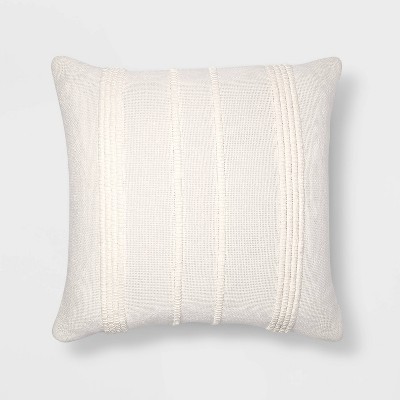 Oversize Textured Woven Striped Square Throw Pillow Cream - Threshold™