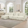 L-Shaped Sectional Sofa with Ottoman, 4-Seater Sofa with Removable Ruffle Skirt and Flared Arms, Chenille Sofa with Cushion-Coolbibila - 2 of 4