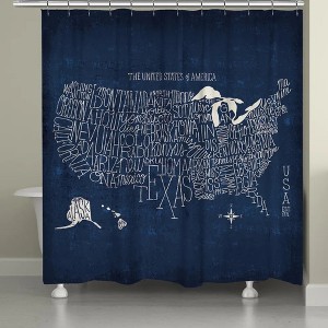 Laural Home Hand Lettered US Map Blueprint Shower Curtain - 1 of 1