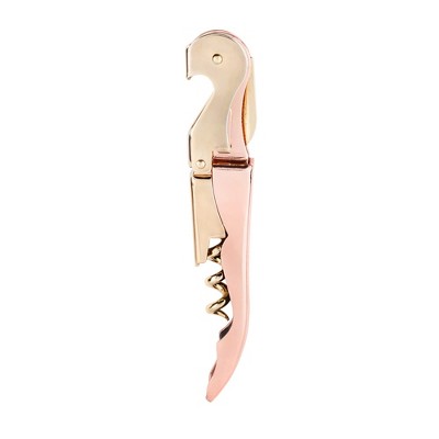 Twine Copper And Gold Double Hinged Waiter’s Corkscrew, Stainless Steel Wine Key with Foil Cutter, Double Hinged Corkscrew, Set of 1