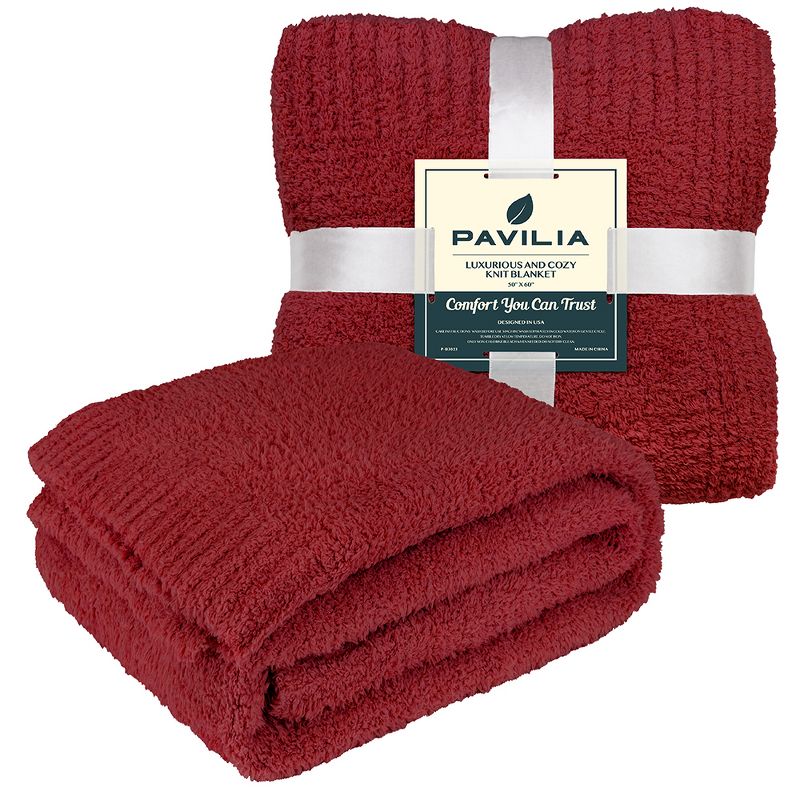 PAVILIA Plush Knit Throw Blanket for Couch Sofa Bed, Super Soft Fluffy Fuzzy Lightweight Warm Cozy All Season, 2 of 9