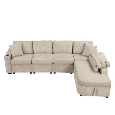 NicBex Modern 109.8" Chenille Sectional Sofa Modular L Shape Sofa Couch with Storage Chaise for Living Room Apartment