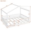 NicBex Full Size Wood Montessori Bed with House Shaped Frame,Floor Bed with Safety Fence,Modern Toddler Bed for Bedroom,White - 3 of 4
