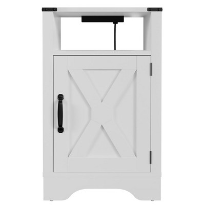 15.75"Farmhouse Nightstand Side Table, Wooden Rustic End Table,LIGHT GREY
