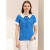 Allegra K Women's Contrast Doll Collar Polka Dots Short Sleeves Blouse - 3 of 4