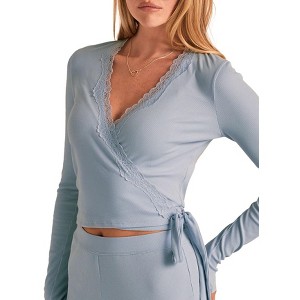 Adore Me Women's Rib Ballet Wrap Long Sleeve Lounge - 1 of 4