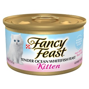 Purina Fancy Feast Classic Paté Gourmet Wet Cat Food Tender Ocean White Fish Feast Kitten - 3oz - 1 of 4