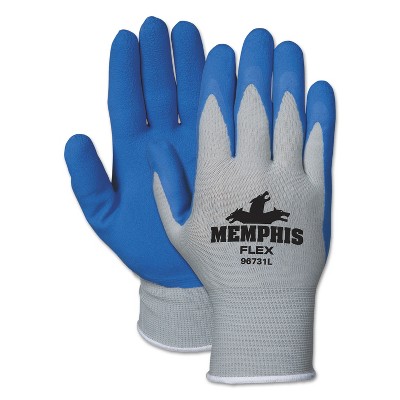 MCR Safety Memphis Flex Seamless Nylon Knit Gloves Large Blue/Gray Dozen 96731LDZ